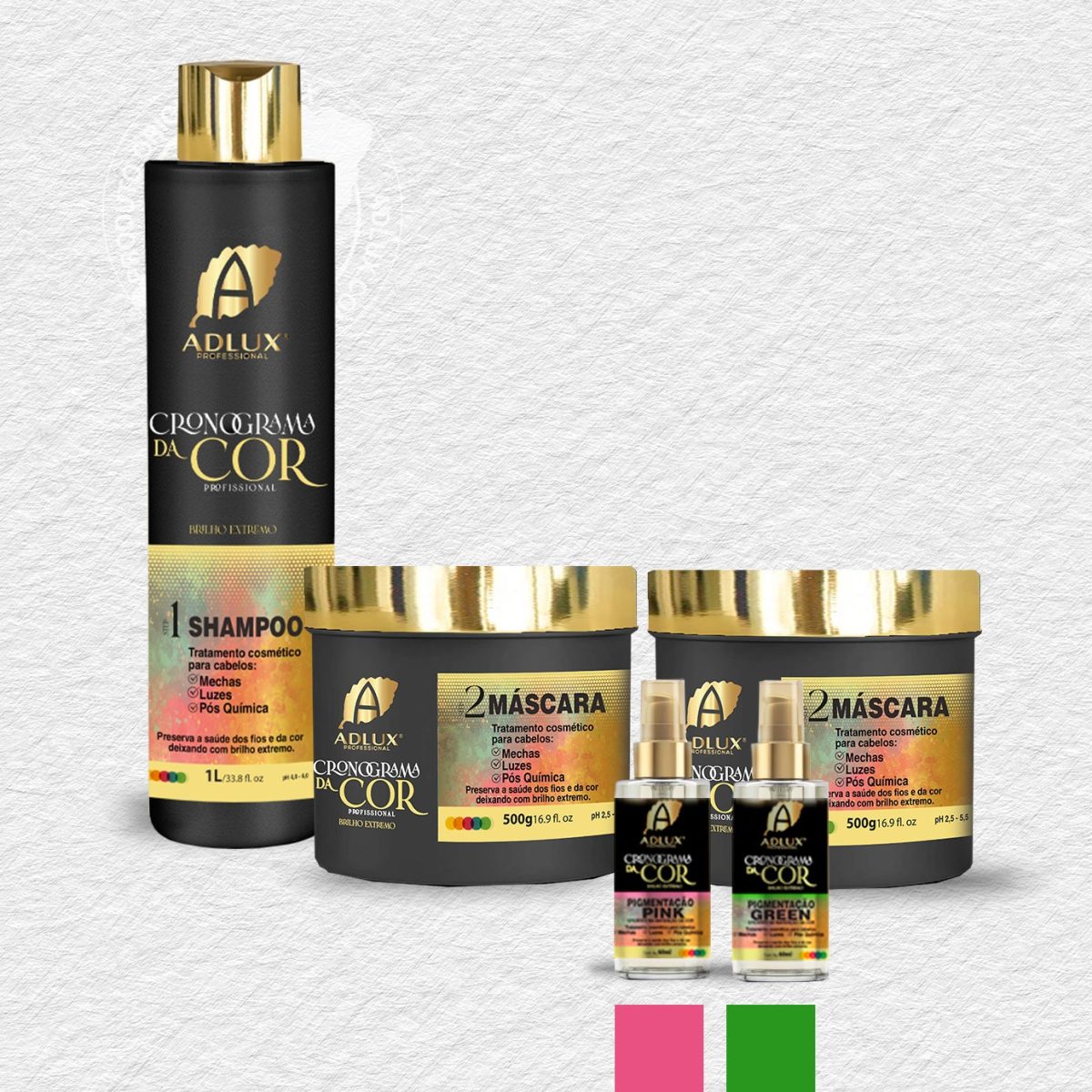 Kit Cronograma da Cor Profissional- 2 Passos (PINK - GREEN)